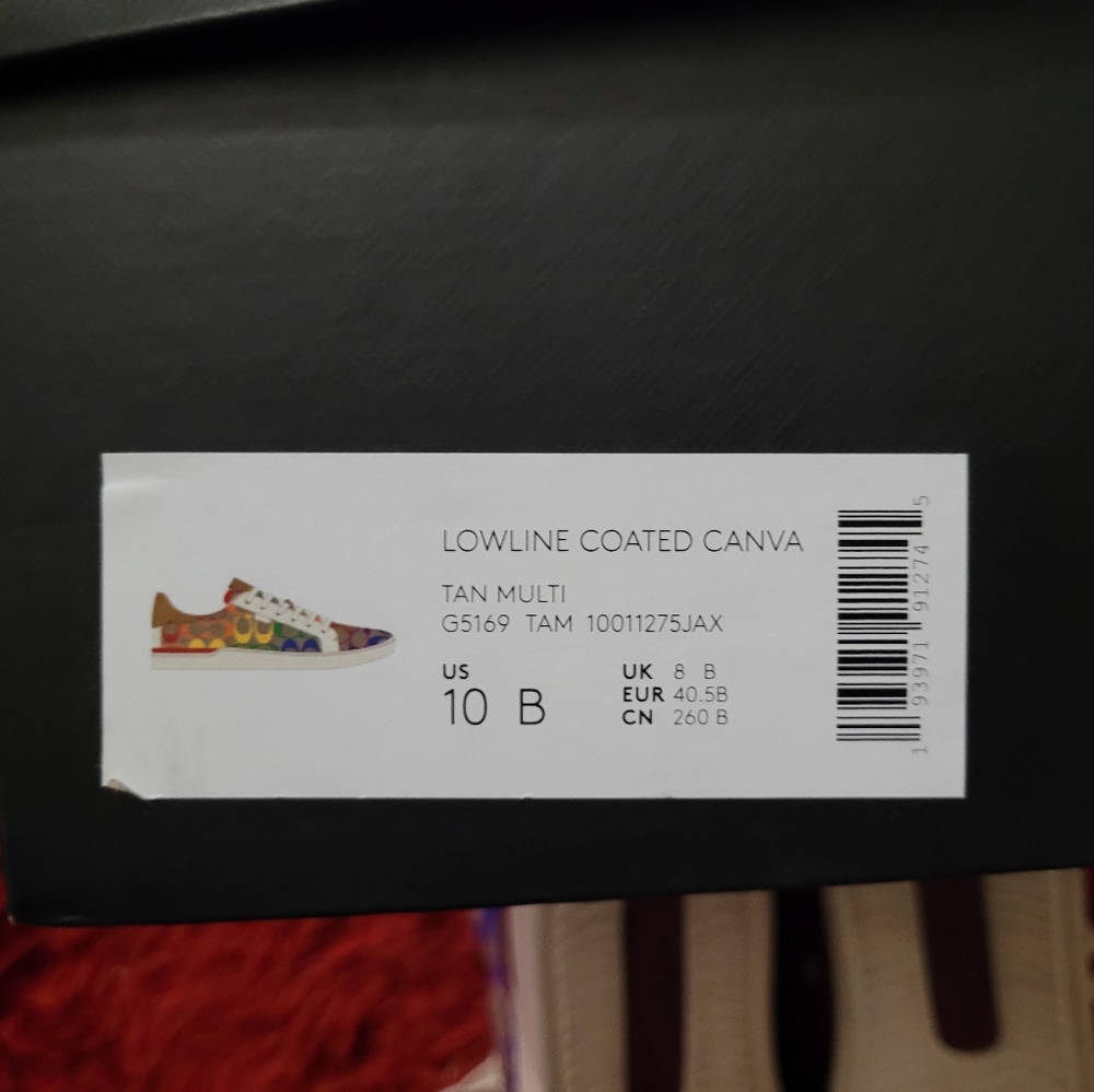 Coach canva sneakers, women's size 10. Tan with rainbow C's. - Picture 3 of 4